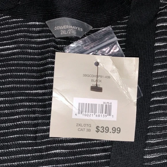 Women’s sweater size 2X black/white black ribbed cuffs & hem NWT - Picture 3 of 6